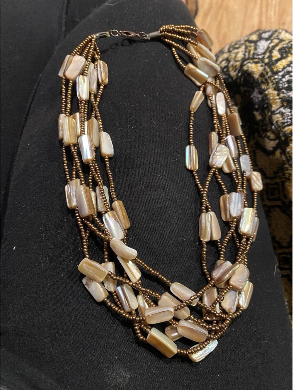 Vintage Mother Of Pearl White Multi strand Necklace